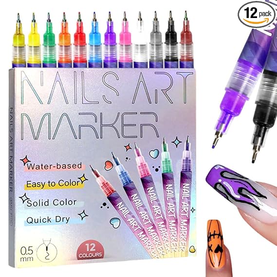 Set de 12 Marcadores Nail Art – Diseños de Salón en Casa