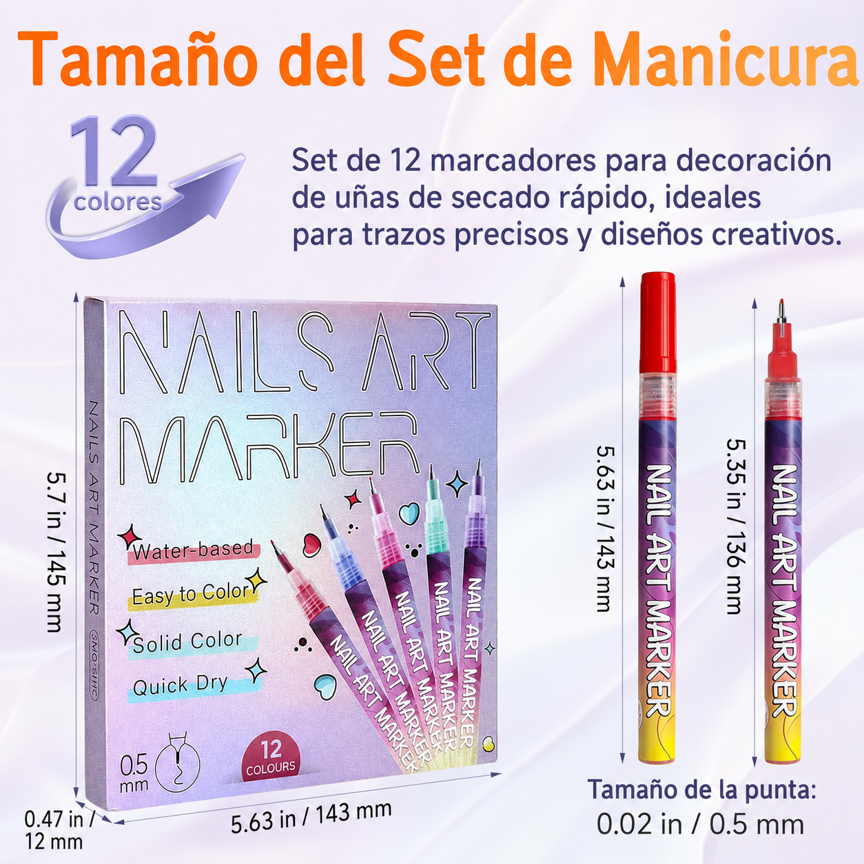 Set de 12 Marcadores Nail Art – Diseños de Salón en Casa
