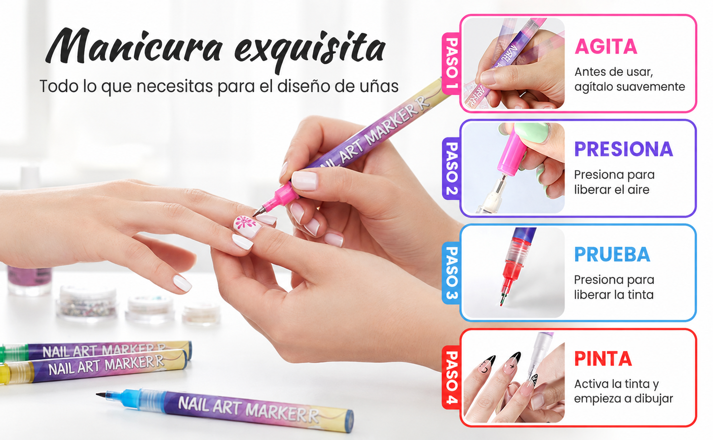 Set de 12 Marcadores Nail Art – Diseños de Salón en Casa