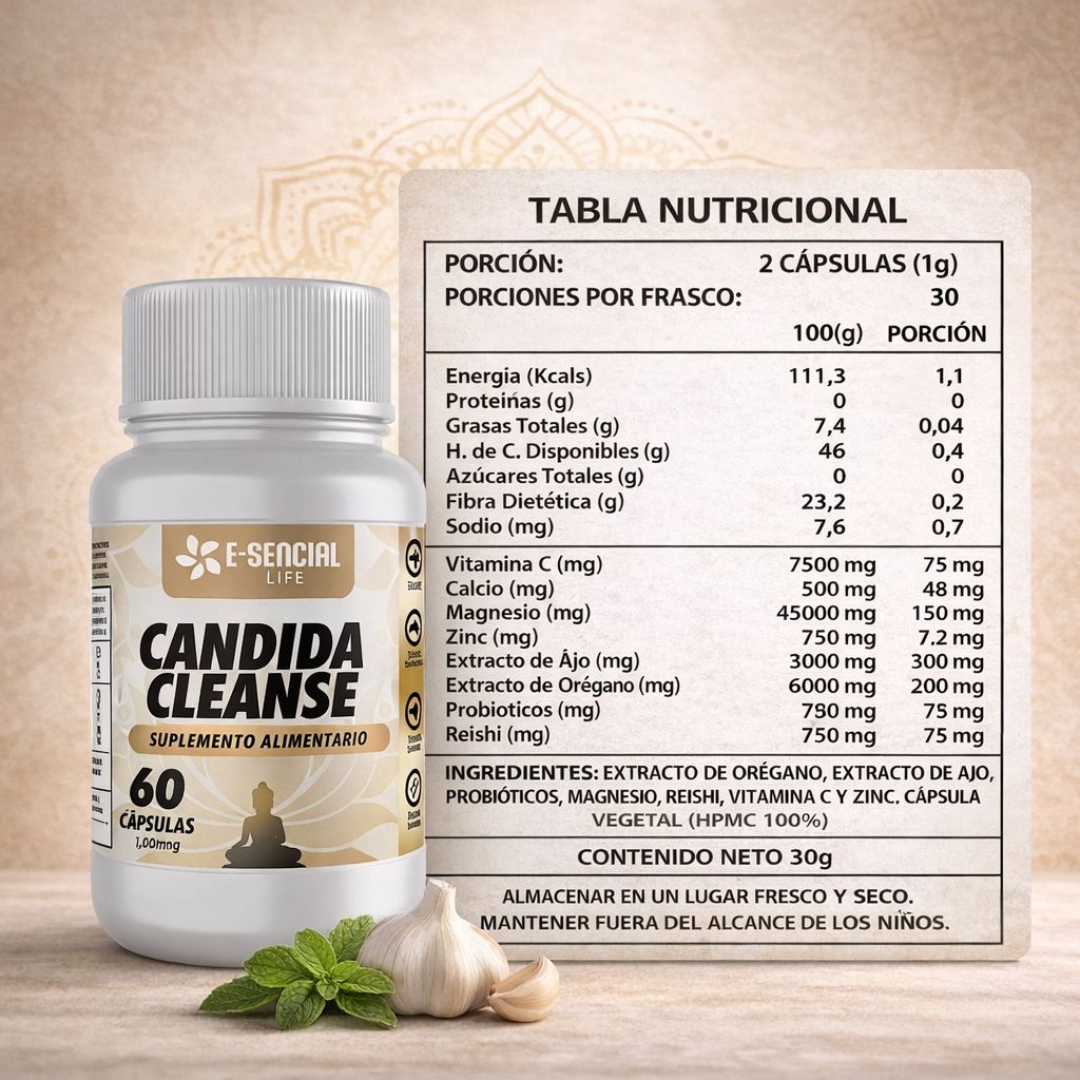 Candida Cleanse 1000mg (60 Cápsulas) por E-SENCIAL LIFE