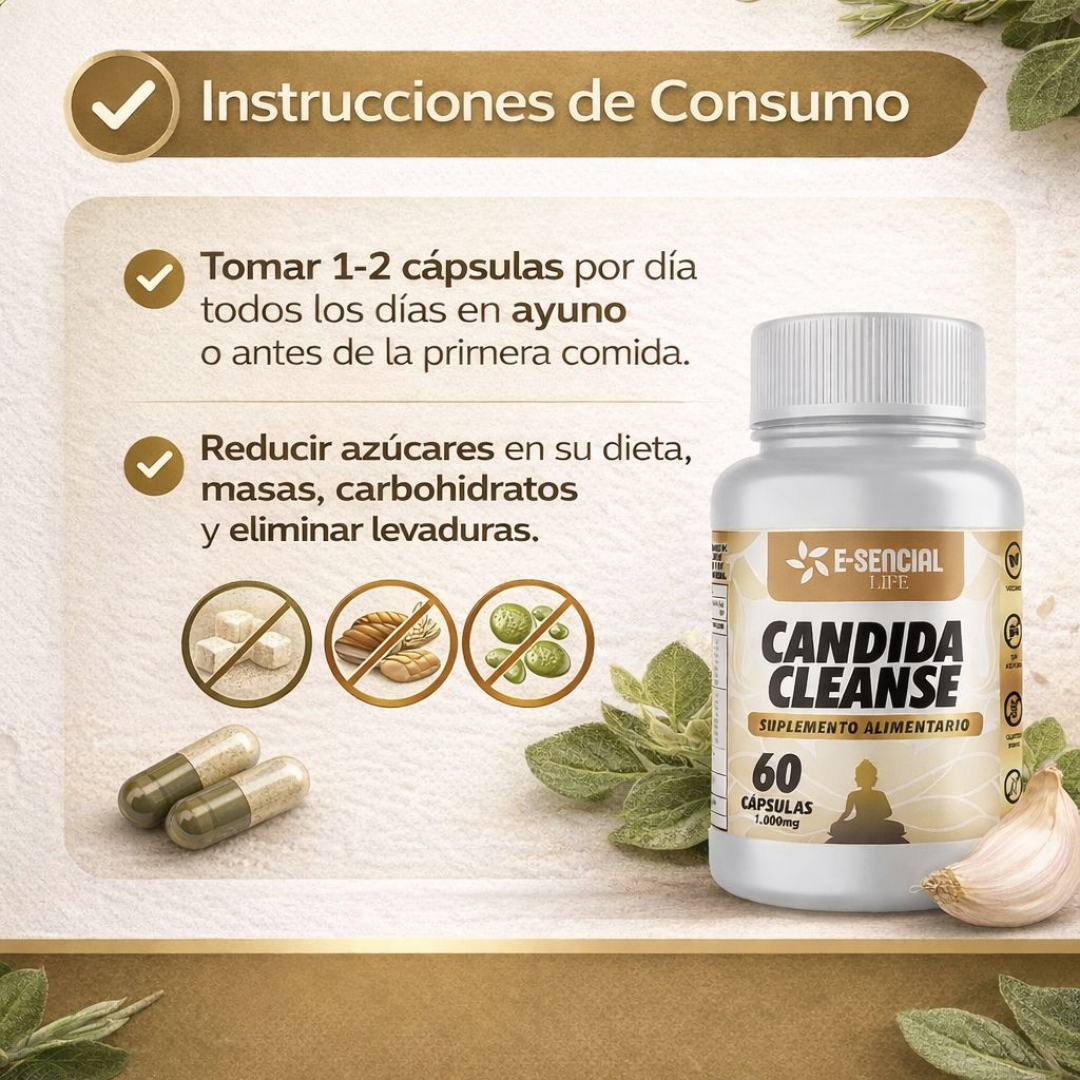 Candida Cleanse 1000mg (60 Cápsulas) por E-SENCIAL LIFE