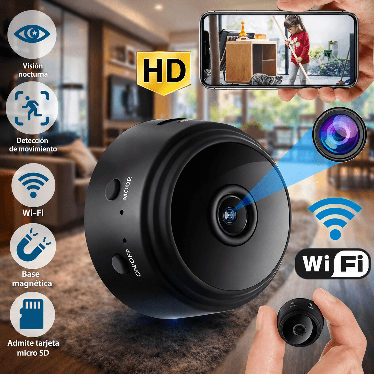 Mini Cámara WiFi Magnética A9