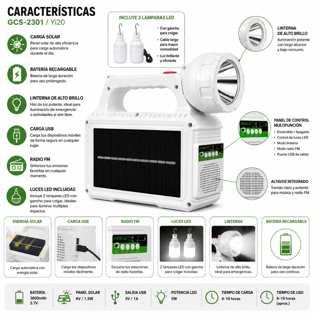 Linterna EcoLuz 4en1