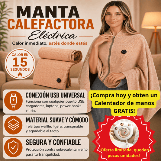 Manta Calefactora Eléctrica con Conexión USB