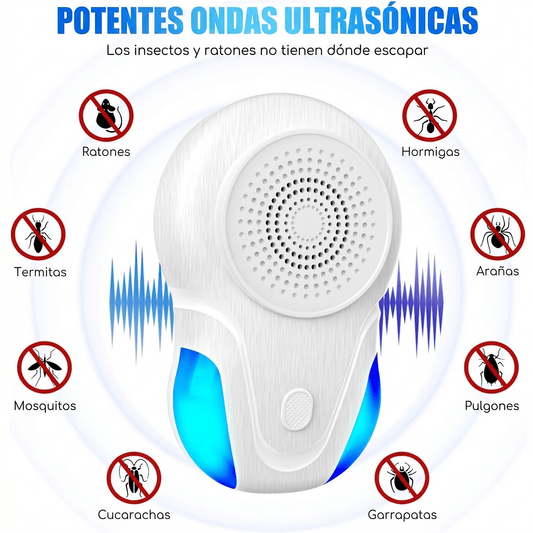 Repelente Eléctrico Ultrasónico Ratones/Insectos/Arañas: Proteja su hogar de roedores e insectos de forma limpia, continua y sin venenos peligrosos